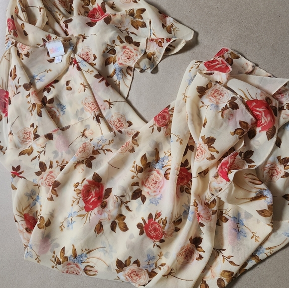 EUC LuLaRoe Shirley Large Yellow Red Roses Floral Kimono Wrap 🦄 L 18/22 - Picture 1 of 4
